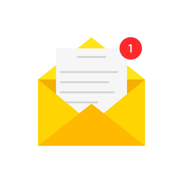 E-mail. Envelope isolado em um fundo branco. Conceito de correio, carta ou mensagem. Estilo plano. Ilustração vetorial - Vetor, Imagem