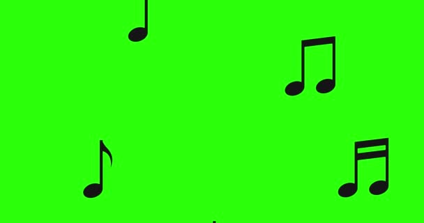 Animation of hand-drawn musical notes. Song, melody or music concept. Doodle style. Green screen. 4K - Footage, Video