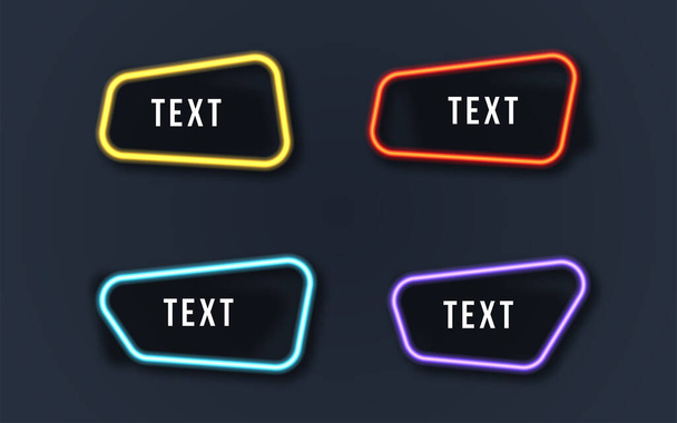set colorful neon banner text vector illustration - Vector, imagen
