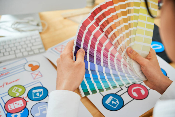Graphic Designer Working with Color Palette - Photo, Image