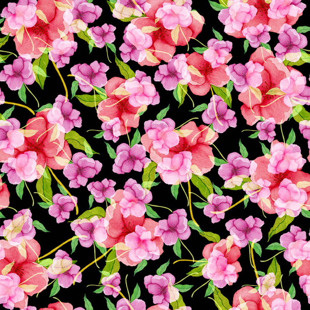 花と水彩シームレスパターン。ヴィンテージの花柄。花のシームレスなパターン。植物画。花の植物コレクション。結婚式のフラワーセット。水彩植物デザイン. - 写真・画像