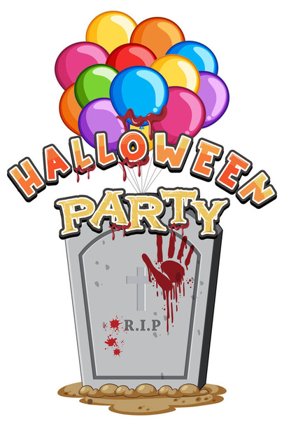 Halloween Party tekstin suunnittelu hautakivi kuva - Vektori, kuva
