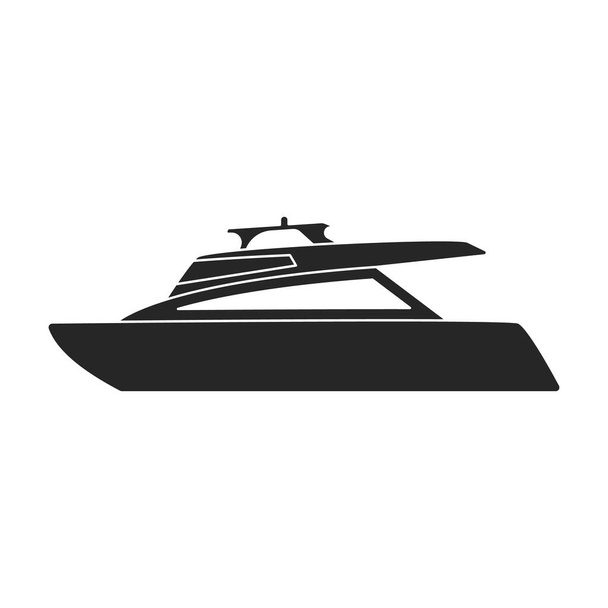 Значок вектора парусной яхты. Черный вектор на белом фоне парусной яхты. - Вектор,изображение