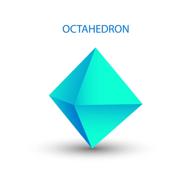 ilustração de um octaedro azul sobre um fundo branco com um gradiente para o jogo, ícone, logotipo, móvel, ui, web. Sólido platónico. Estilo minimalista - Foto, Imagem