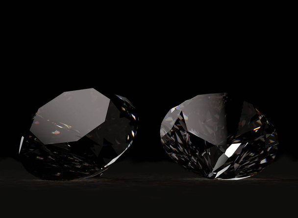 representación 3d de una gema de cristal blanco y negro aislada sobre un fondo oscuro - Foto, imagen