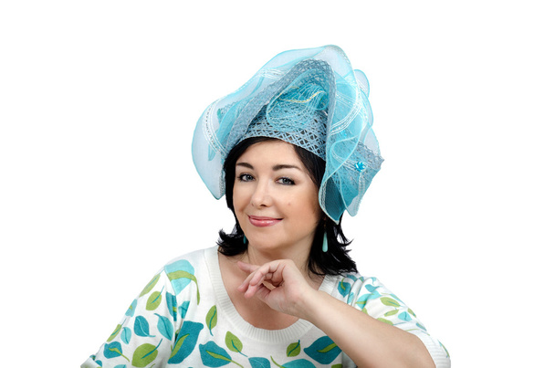 Mulher usando chapéu azul céu
 - Foto, Imagem