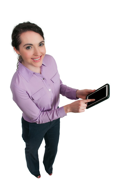 Frau benutzt Tablet - Foto, Bild