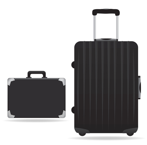 Black briefcase and suitcase - Vector, Image