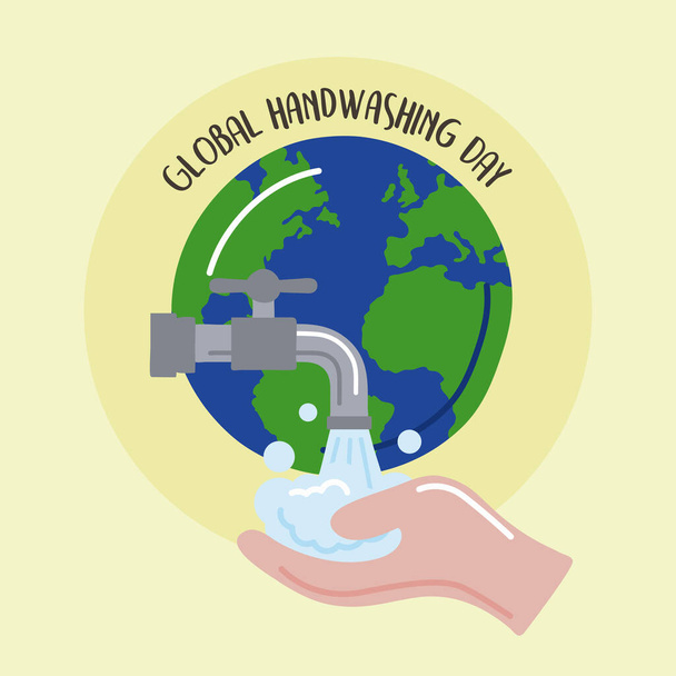 globális kézmosás nap poszter - Vektor, kép
