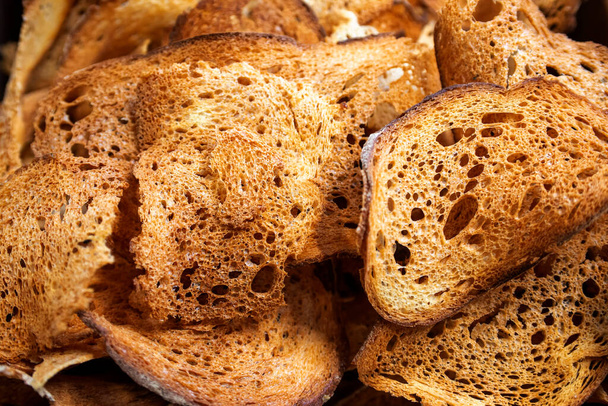 vékony szeletek pirított kenyér - élelmiszer textúra - Fotó, kép