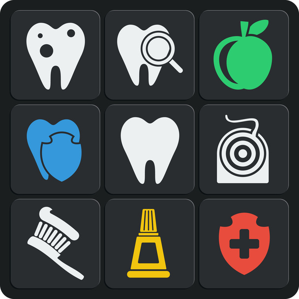 Set of 9 dental web and mobile icons. Vector. - Vektor, Bild