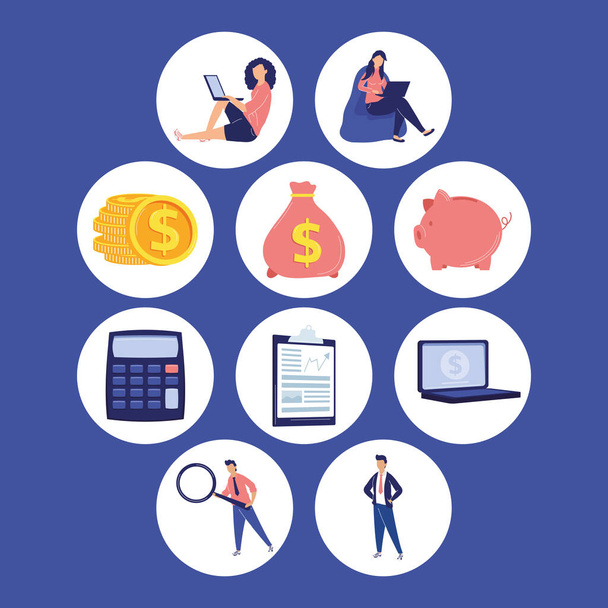 dix icônes des services financiers - Vecteur, image