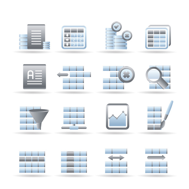 Database and Table Formatting Icons - Διάνυσμα, εικόνα