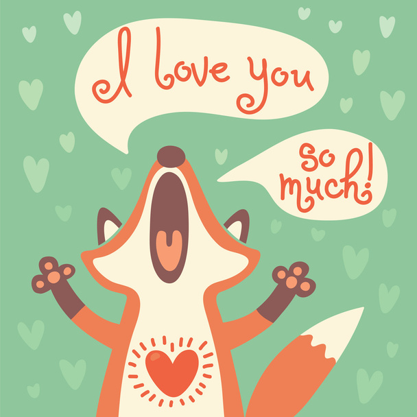 Cute fox confesses his love. - Vector, Image
