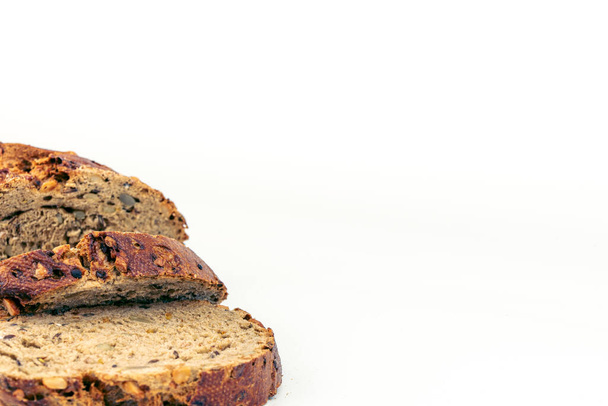 fresh baked bread on white background - Foto, imagen