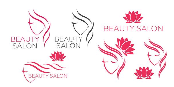 Mooie vrouw vector logo sjabloon voor kapsalon, schoonheidssalon, cosmetische. Mooie vrouw vector - Vector, afbeelding