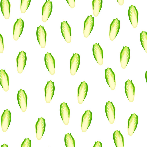 Naadloos patroon Cichorei kool op witte achtergrond. Minimalisme ornament met sla. Willekeurige plant sjabloon voor stof. Ontwerp vector illustratie. - Vector, afbeelding