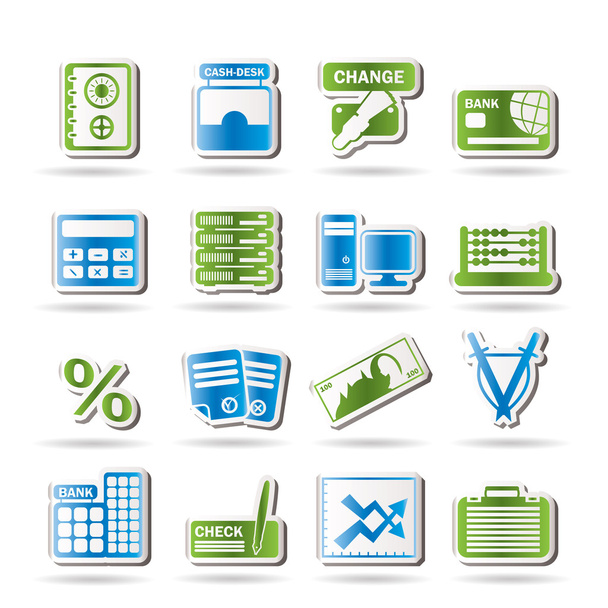 Bank, business, finance and office icons - ベクター画像