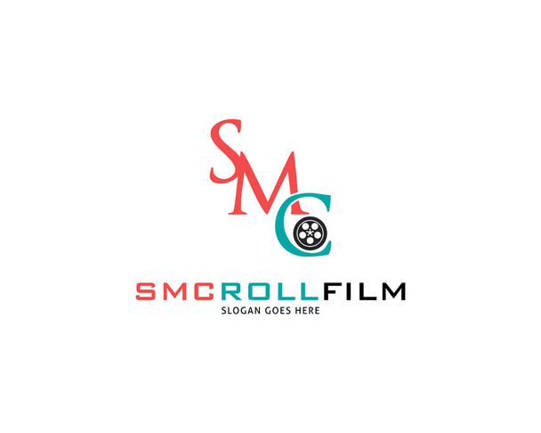 Αρχικό γράμμα SMC Roll Films Διάνυσμα Σχεδιασμός Logo - Διάνυσμα, εικόνα
