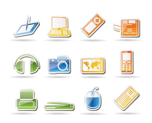 Simple Hi-tech technical equipment icons - Vecteur, image