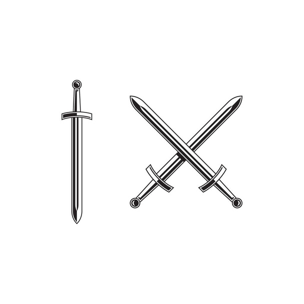 knight swords isolated on white background. Swords silhouettes. Vector illustration - Vector, Image