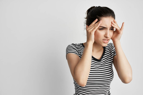 woman headache painful syndrome discomfort health problems - Fotoğraf, Görsel