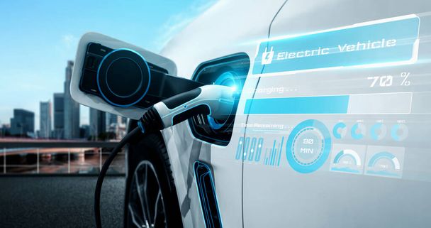 EV-laadstation voor elektrische auto in concept van alternatieve groene energie - Foto, afbeelding