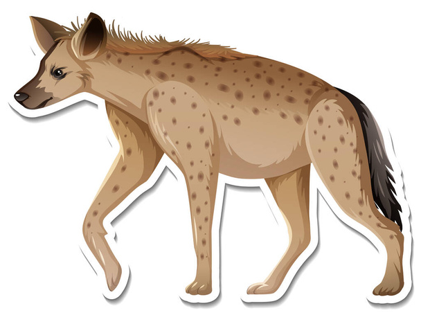 Eine Aufkleber-Vorlage für die Zeichentrickfigur Hyäne - Vektor, Bild