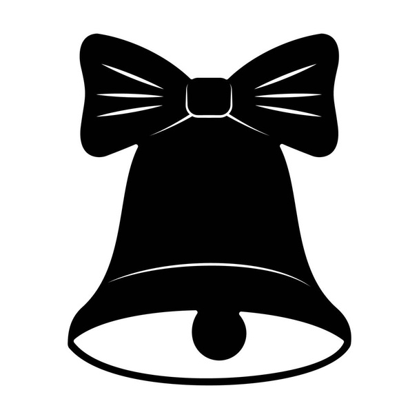 Christmas Bell Black Template Stencil, Isolated vector illustration. - Vector, Image