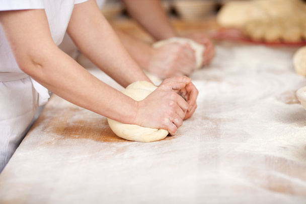 Chef's hands kneading dough - Фото, зображення