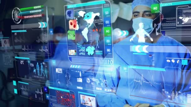 3D movimento gráfico projeção médica usado cirurgião étnico
 - Filmagem, Vídeo