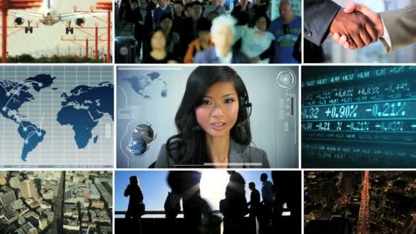 3D video montage Asian business travel managers technology - Footage, Video