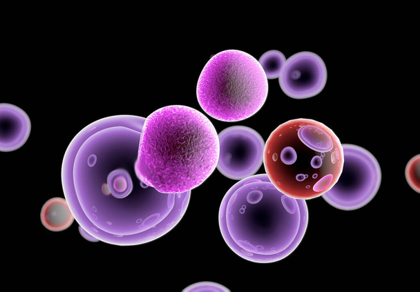 Keinotekoinen solu, joka kykenee nielemään, käsittelemään ja poistamaan orgaanisia materiaaleja. 3D-kuva - Valokuva, kuva
