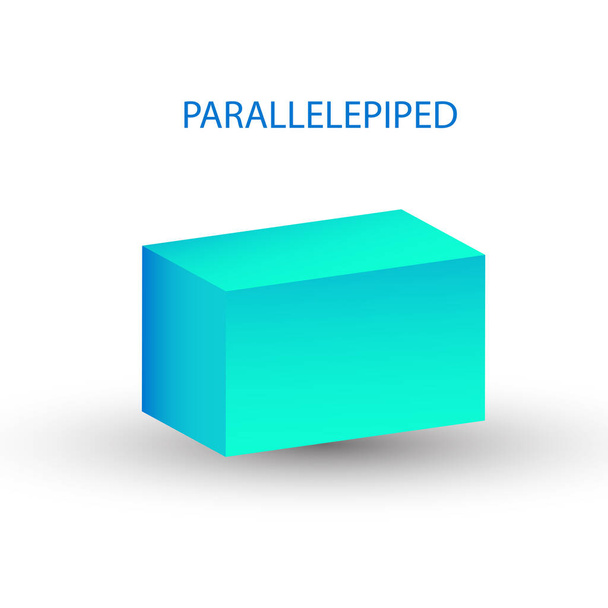blue parallelepiped with gradients and shadow for game, icon, package design, logo, mobile, ui, web, education. 3D parallelepiped on a white background. Geometric figures for your design - Photo, Image