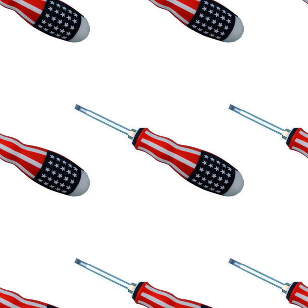 Screwdrivers with the USA flag on a white background. Work tools. - 写真・画像