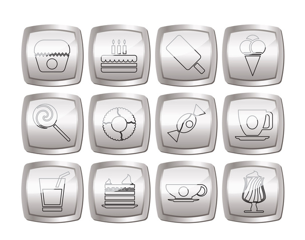 Sweet food and confectionery icons - Vector, Image