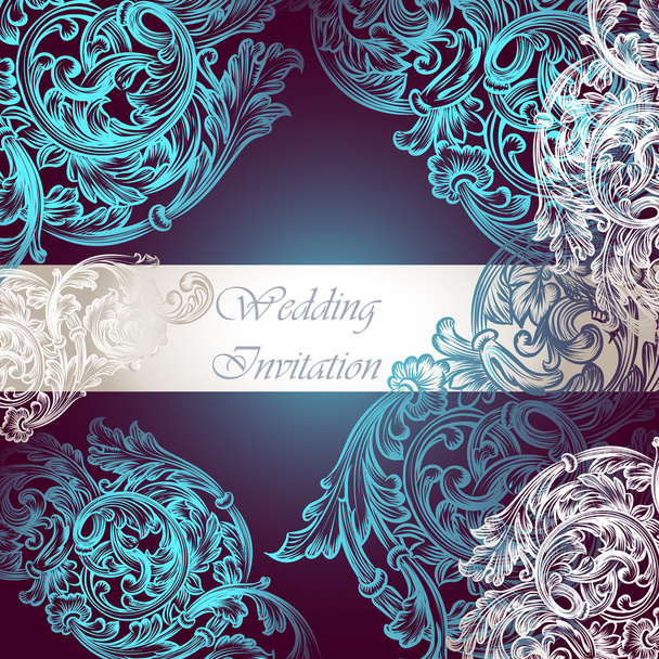 Wedding vector invitation with swirl ornament - Vettoriali, immagini