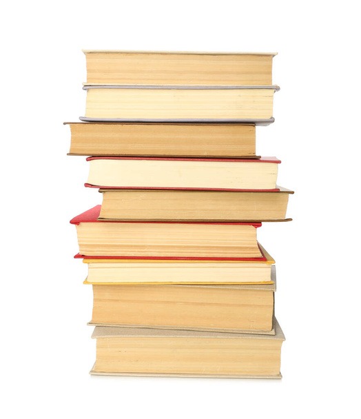 Stack of library books on white background - Foto, Bild