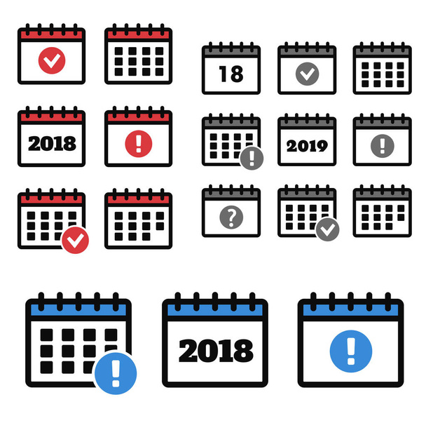 De pictogrammen van de kalender. Evenement toevoegen verwijderen vooruitgang - Vector, afbeelding