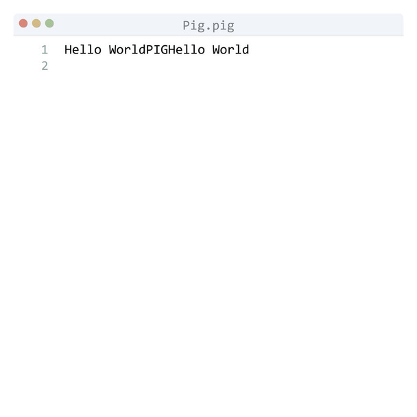 Pig language Hello World program sample in editor window - Vector, Image