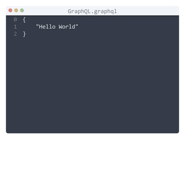 Langage GraphQL Hello World exemple de programme dans la fenêtre de l'éditeur - Vecteur, image
