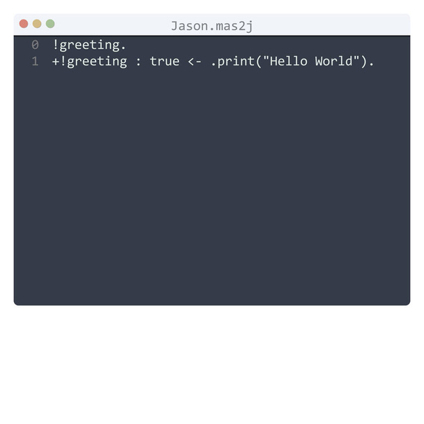 Jason language Hello World échantillon de programme dans la fenêtre de l'éditeur - Vecteur, image