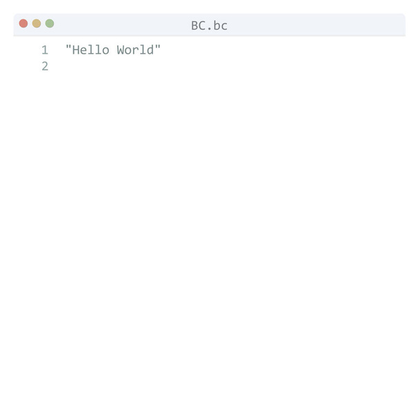 BC language Hello World program sample in editor window - Вектор, зображення