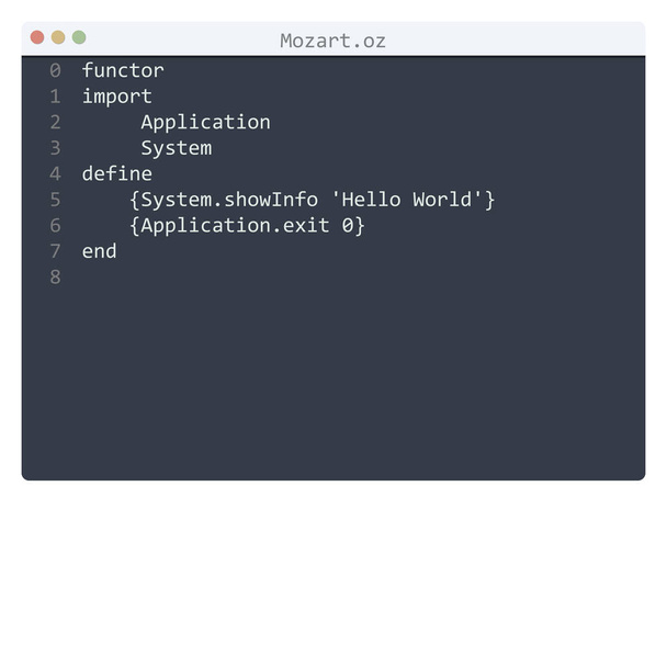 Пример программы Hello World в редакторе - Вектор,изображение