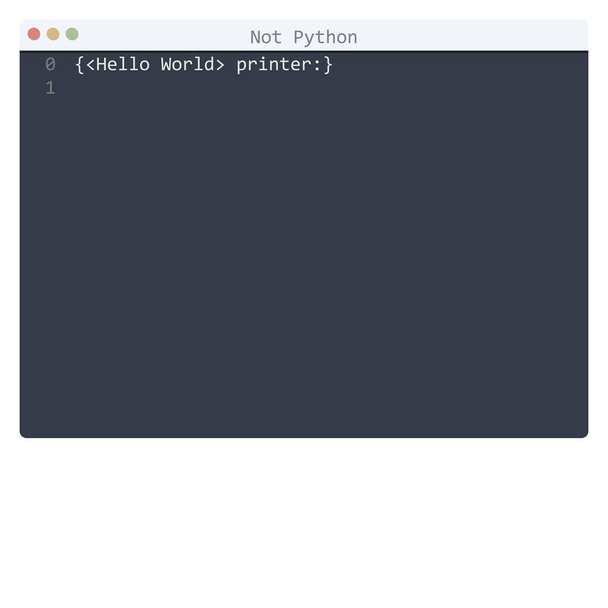 Není jazyk Pythonu Ukázka programu Hello World v okně editoru - Vektor, obrázek