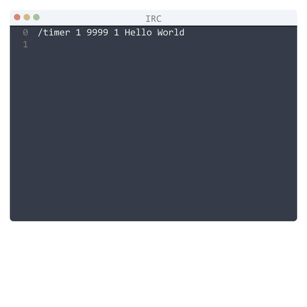 IRC language Hello World program sample in editor window - Вектор, зображення