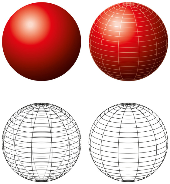 Red Sphere With Meridians - Vector, Image
