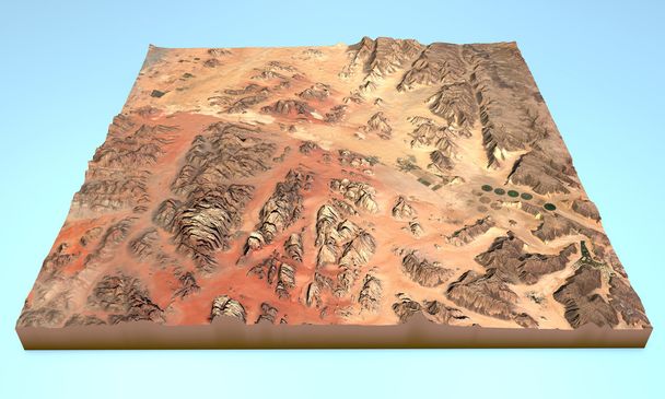 Wadi Rum Wüste Jordanien Karte Luftaufnahme - Foto, Bild