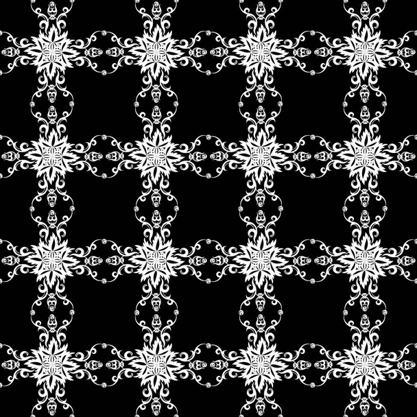 Abstract black and white seamless endless pattern. Use as background for decoration. - Vektor, Bild