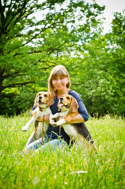 woman with beagle - Photo, Image